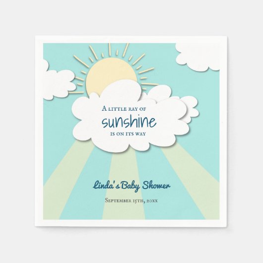 Schattigee Blue Ray van Sunshine Boy Baby shower Servet (Voorkant)