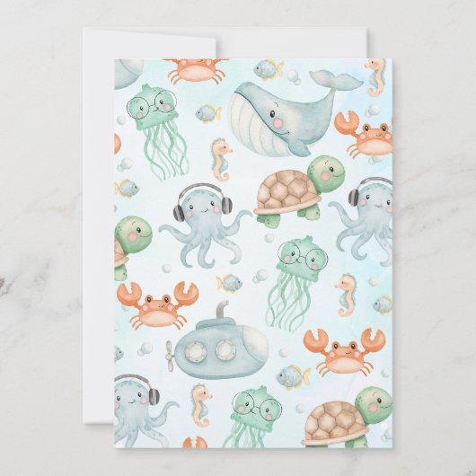 Schattigee Blue Scuba Diver Oneder het Zee 1e verj Kaart (Achterkant)