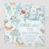 Schattigee Blue Scuba Diver Oneder het Zee 1e verj Kaart (Voorkant / Achterkant)