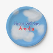 Schattigee Blue Sky kinderen Verjaardag Papieren Bordje (Voorkant)