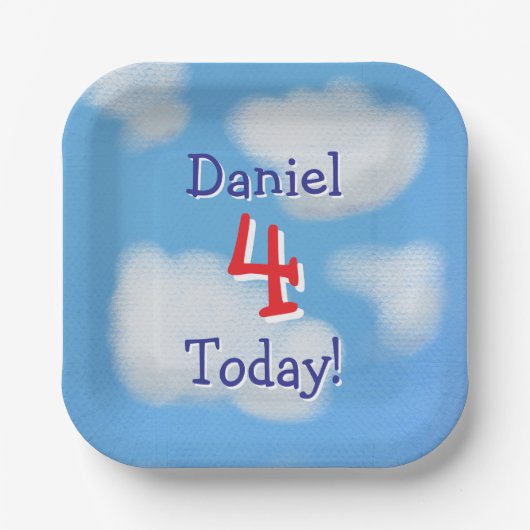 Schattigee Blue Sky kinderen Verjaardag Papieren Bordje (Voorkant)