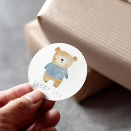Schattigee Blue Sleeping Teddy Bear Dank je wel Ronde Sticker