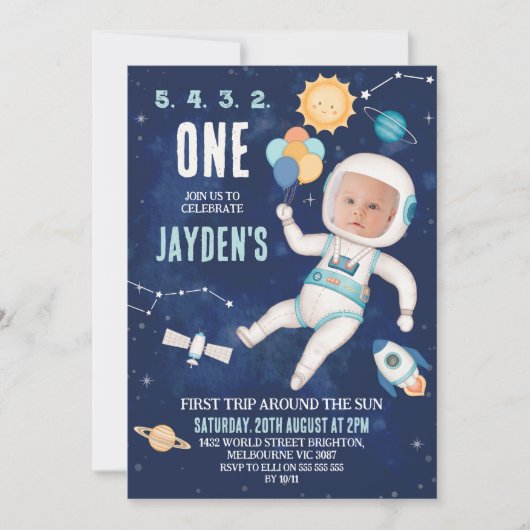 Schattigee Blue Space eerste reis rond de 1e verja Kaart (Voorkant)