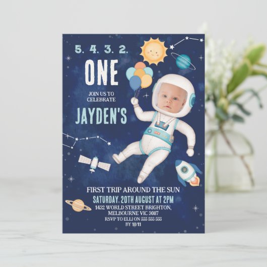 Schattigee Blue Space eerste reis rond de 1e verja Kaart (Staand voorkant)