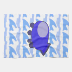 Schattigee Blue Spaceship Waveworld Keukenhanddoek