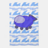 Schattigee Blue Spaceship Waveworld Keukenhanddoek (Verticaal)