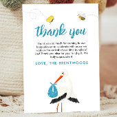 Schattigee Blue Stork Baby shower bedankkaart