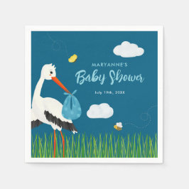 Schattigee Blue Stork Baby shower Custom Servet
