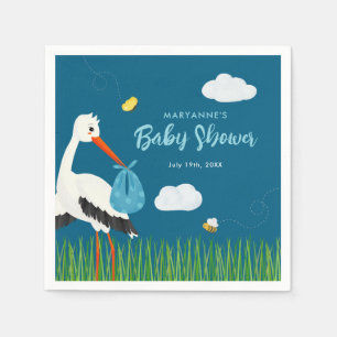 Schattigee Blue Stork Baby shower Custom Servet