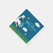Schattigee Blue Stork Baby shower Custom Servet (Hoek)