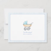 Schattigee Blue Stroller baby jongen kinderkamer F Bedankkaart (Voorkant)