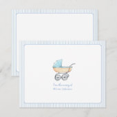 Schattigee Blue Stroller baby jongen kinderkamer F Bedankkaart (Voorkant / Achterkant)