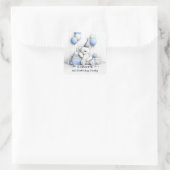 Schattigee Blue Teddy Bear 1st Birthday Envelope S Vierkante Sticker (Tas)