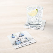 Schattigee Blue Teddy Bear 1st Birthday Party Onde Kartonnen Onderzetters (Insitu)