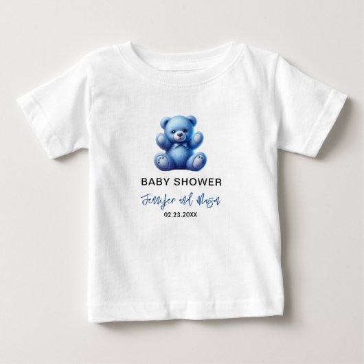 Schattigee Blue Teddy Bear  Baby Boy Shower (Voorkant)
