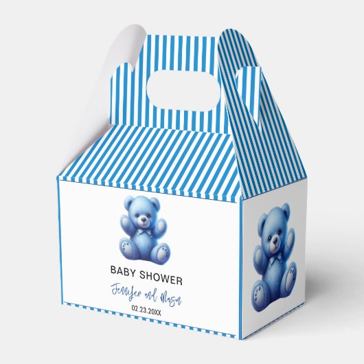 Schattigee Blue Teddy Bear  Baby Boy Shower Bedankdoosjes (Achterkant)