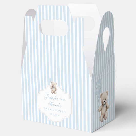 Schattigee Blue Teddy Bear Baby Boy Shower Dank u Bedankdoosjes (Geopend)
