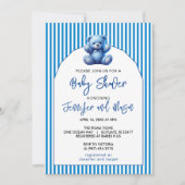 Schattigee Blue Teddy Bear  Baby Boy Shower Kaart (Voorkant)