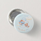 Schattigee Blue Teddy Bear Baby shower Button (Voorkant /achterkant)