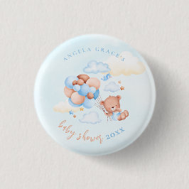 Schattigee Blue Teddy Bear Baby shower Button