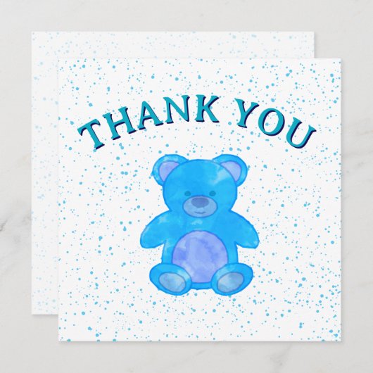 Schattigee Blue Teddy Bear Custom Bedankkaart (Voorkant / Achterkant)