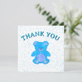 Schattigee Blue Teddy Bear Custom Bedankkaart (Staand voorkant)