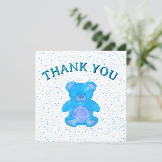 Schattigee Blue Teddy Bear Custom Bedankkaart (Staand voorkant)