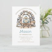 Schattigee Blue Train Kids Verjaardag Kaart (Staand voorkant)