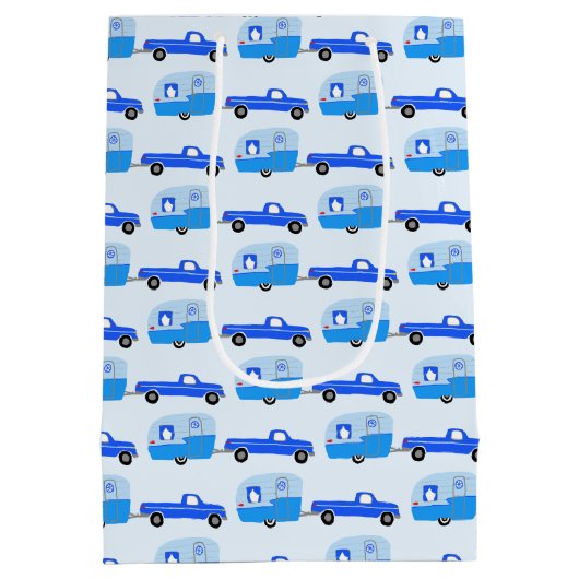 Schattigee Blue Truck & Trailer RV Adventure Medium Cadeauzakje (Achterkant)