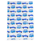 Schattigee Blue Truck & Trailer RV Adventure Medium Cadeauzakje (Achterkant)