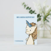 Schattigee Blue Unicorn Classroom Valentijnsdag Feestdagenkaart (Staand voorkant)