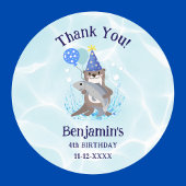 Schattigee Blue Water Boy Otter Verjaardagsfeest D Ronde Sticker