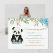 Schattigee Blue Waterverf Boy kan nauwelijks wacht Uitnodiging Briefkaart (Voorkant / Achterkant)