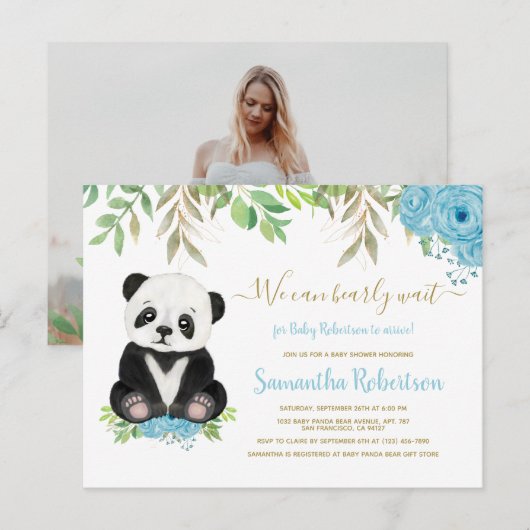 Schattigee Blue Waterverf Boy kan nauwelijks wacht Uitnodiging Briefkaart (Voorkant / Achterkant)