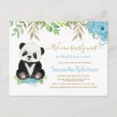 Schattigee Blue Waterverf Boy kan nauwelijks wacht Uitnodiging Briefkaart (Voorkant)