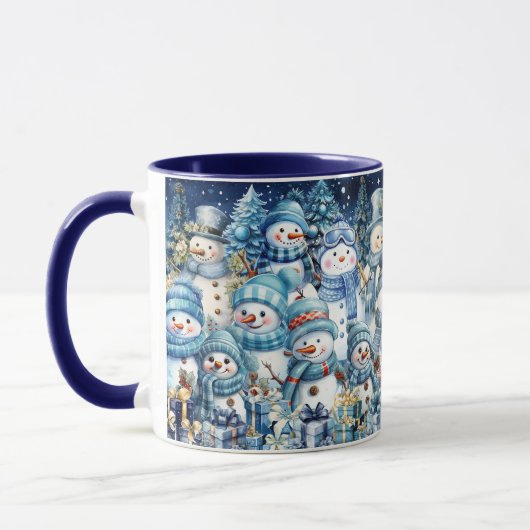 Schattigee Blue Waterverf Snowman familie Mok (Links)