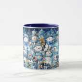 Schattigee Blue Waterverf Snowman familie Mok (Midden)