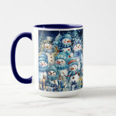 Schattigee Blue Waterverf Snowman familie Mok (Links)