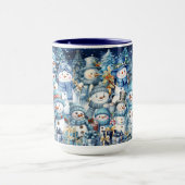 Schattigee Blue Waterverf Snowman familie Mok (Midden)