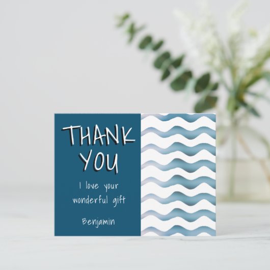 Schattigee Blue Wave Boy Bedankt Verjaardag Briefkaart (Staand voorkant)