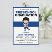 Schattigee Blue & White Boy Kinder kleuterschool A Kaart (Staand voorkant)