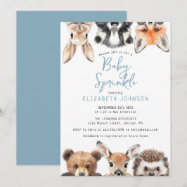 Schattigee Blue Woodland Animals Baby shower Sprin Kaart