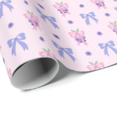 Schattigee Blueberry & Bow Pattern Wrapping Paper Cadeaupapier (Rol Hoek)