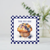 Schattigee blueberry muffin party kaart (Staand voorkant)