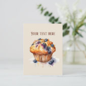 Schattigee Blueberry Muffin Tekst toevoegen Briefkaart (Staand voorkant)