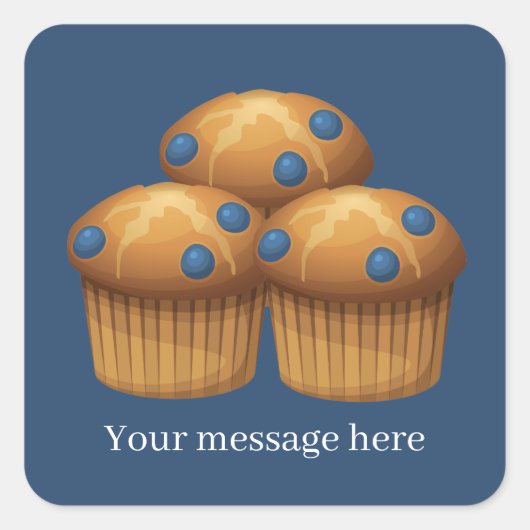 Schattigee blueberry Muffins voeg naambericht toe Vierkante Sticker (Voorkant)
