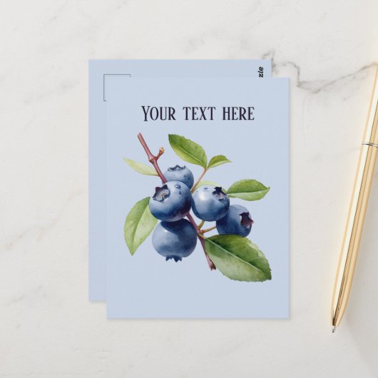 Schattigee Blueberry Voeg bericht fruit toe Briefkaart (Voorkant / Achterkant in situ)