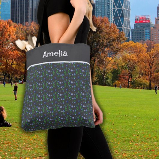 Schattigee Blueberry waterverf patroonnaam donkerg Tote Bag
