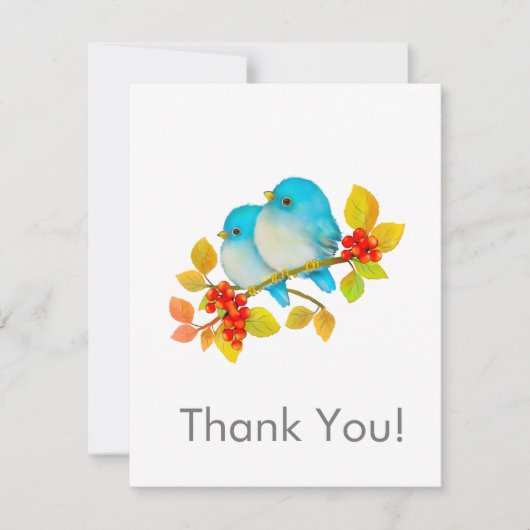 Schattigee Bluebirds Alle Gelegenheid Dank u Notec Notitiekaartje (Voorkant)