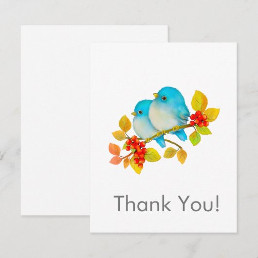 Schattigee Bluebirds Alle Gelegenheid Dank u Notec Notitiekaartje (Voorkant / Achterkant)